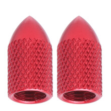 Set of 2 Red Aluminium Alloy Schrader Valve Caps Bicycle Tire Dust Covers