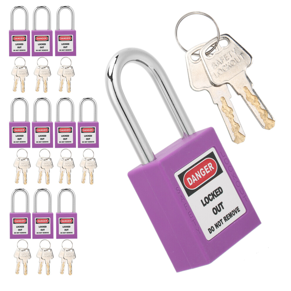 Corrosion Resistant 10Set 38Mm Purple Safety Lockout Padlocks With Keys 4651333320035