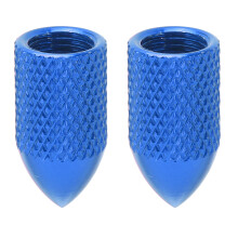Blue Aluminum Schrader Valve Caps - Protect Bicycle Tires 2pcs
