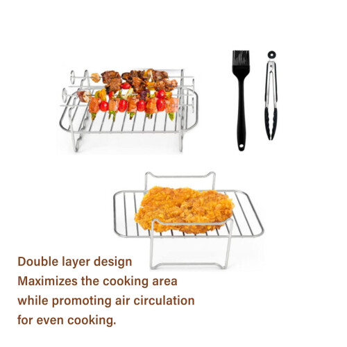 Grille de cuisson à double couche 410g 20x13x7cm argent 2