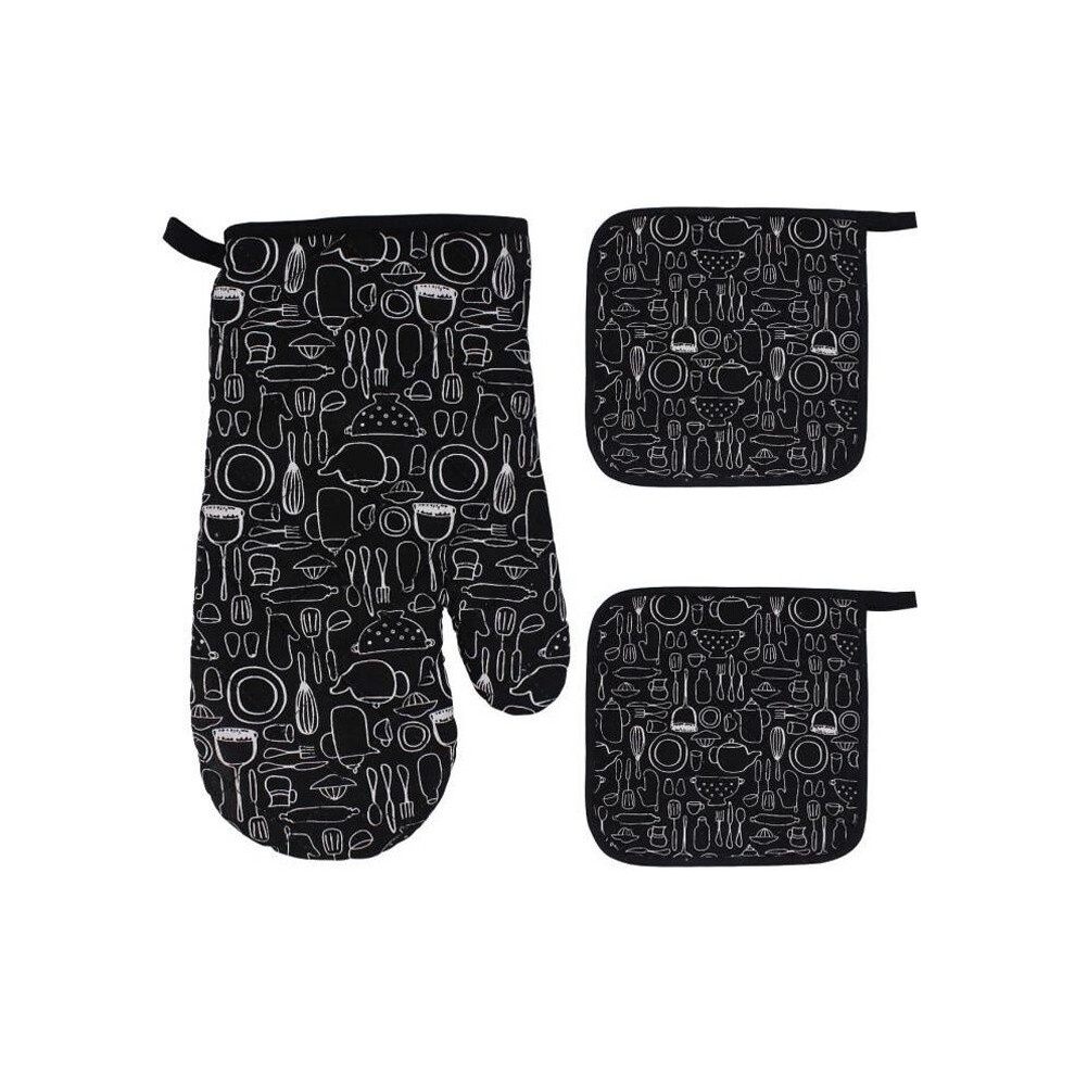1 Guanto Da Forno + 2 Presine, Guanti Da Forno Grandi, Guanti Da Forno A Microonde, Guanto Foderato In Cotone, Guanti Da Forno