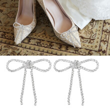 2Pcs Rhinestones Brooches with Tassel & Bow Heart Shape, 5.5x7cm