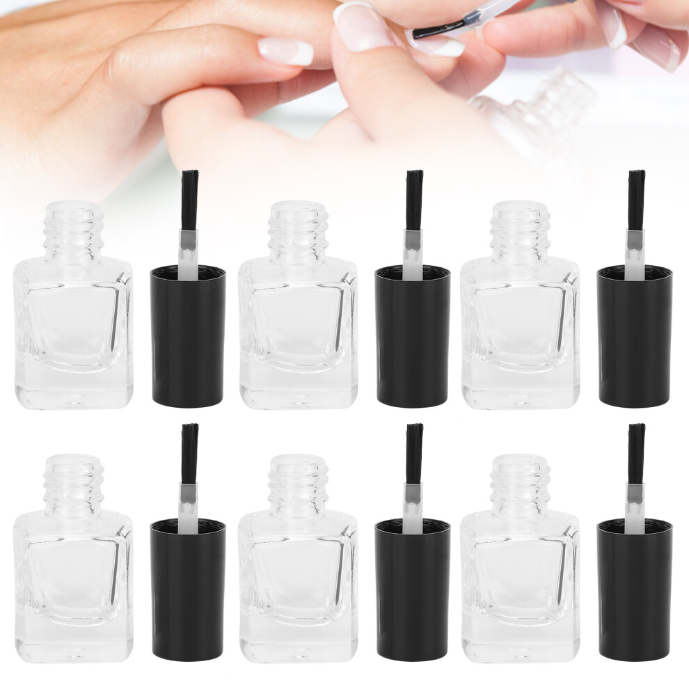 Set of 6 Empty Glass Nail Polish Bottles 8ml with Brush Funnel & Steel Ball