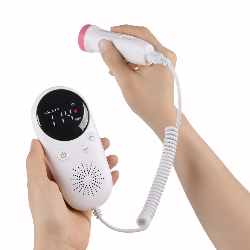 Household Fetal Doppler Heart Monitor Lcd Display Usb Powered White