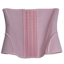 Waist Training Corset 11 Inch Mesh Breathable 11 Steel Boned Short Torso Waist Shaper (Pink, L)