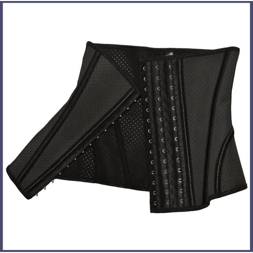 Waist Training Corset Black Large Mesh Steel Bones 1