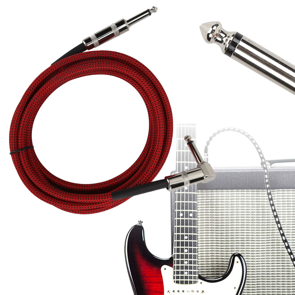 6.35Mm Electric Guitar Amp Cable 3M / 9.8Ft Audio Cord For Instruments Red 8221333352747