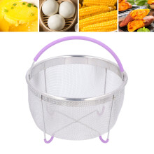 Mesh-Dampfkorb aus Edelstahl, Siebeinsatz passend für 6-Quart-Druckkocher Töpfe mit Griff, Lila