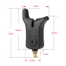 Alarme de touche de pêche en ABS, 2xAAA, 7.5x2.2x13cm, LED