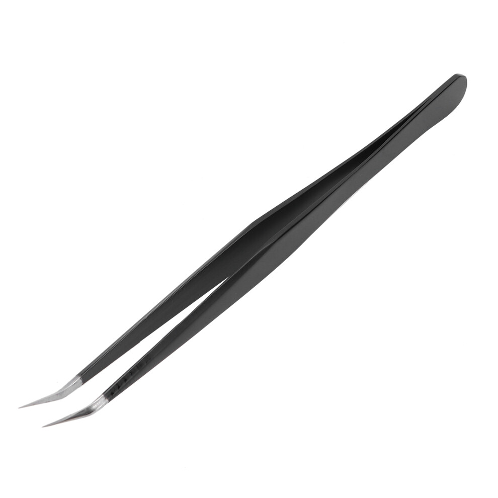 Black Stainless Steel Eyelash Tweezers 12.5Cm For Lash Extension Application