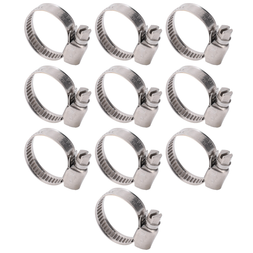10Pcs Stainless Steel Hose Pipe Clips Clamp 14-27Mm German Style 3061333374210