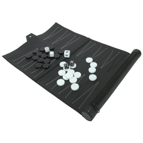 Backgammon portatile 2 giocatori nero 34,5x25,5 cm
