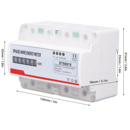 DTS6619-043 3P4W100A35mmDINRailMeter 230/400V-PC 1