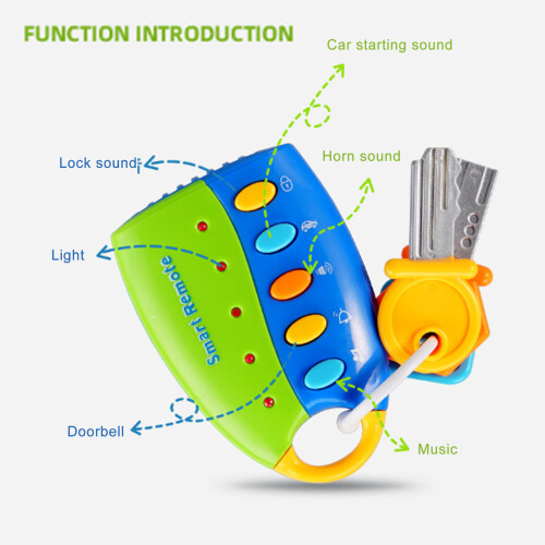 Clé de voiture jouet télécommandée, 2 piles AA, ABS, multicolore, musique 2