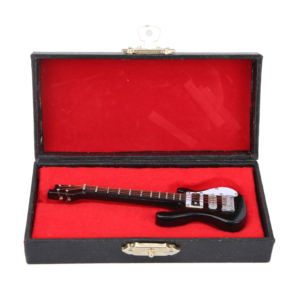 Miniature Black Wooden Electric Guitar Model - 10x3x1cm Musical Ornament-image-OPC-PJC6W78-NEW