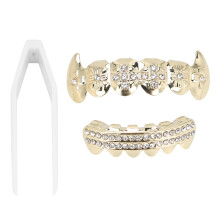 Unfading Hip Hop Teeth Set for Parties: Durable Copper Grillz Gold