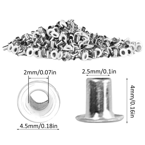 Kit d'œillets en laiton blancs de 2 mm, 500 pièces 2
