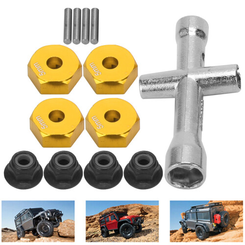 Adaptateur hexagonal de roue de 12 mm doré, épaisseur 5 mm, ensemble d'écrous M4 2