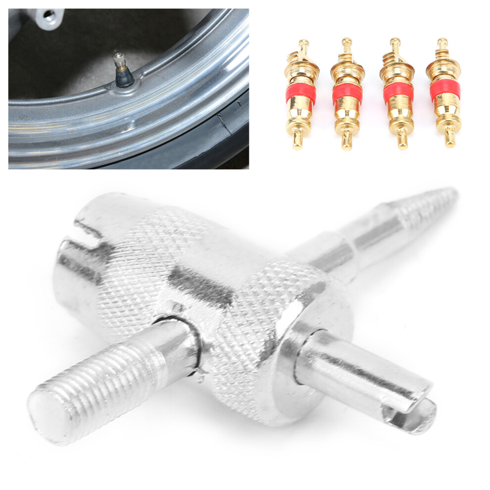 Valve Cores Tool Set With 4-In-1 Stem For Motorcycles, Bikes, Evs, Atv 8331333394859