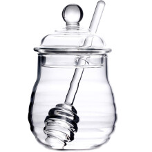 Honey Jar with Spoon and Lid 300 ml Glass Honey Pot Honey Container Honey Jar Honey Jar Honey Dispenser with Honey Spoon and Lid