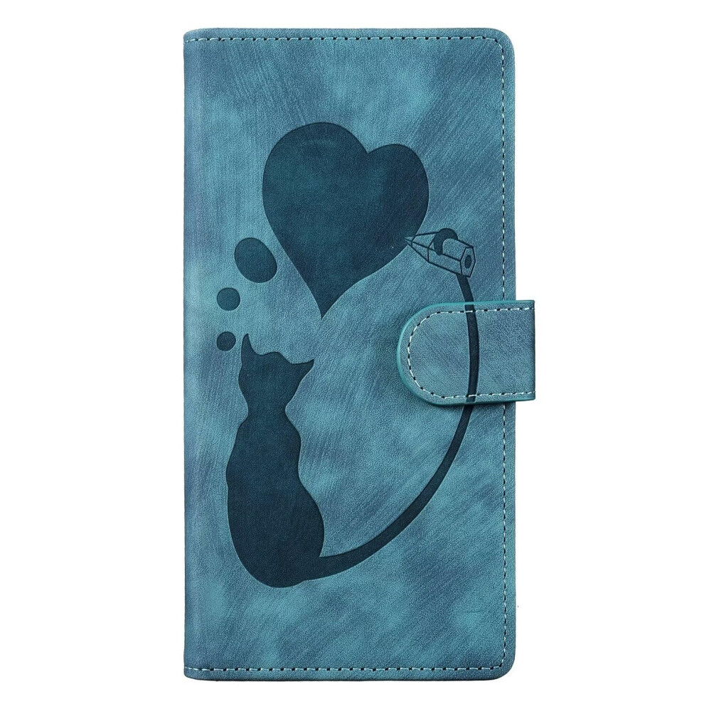 Nadoli Case For Xiaomi Redmi Note 11S, Cute Cat Heart Leather Wallet Cover Flip Case Blue 6276012223186