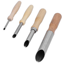Clay Hole Cutters Set 4 Stainless Steel Tools with Wooden Handles for Sculpting