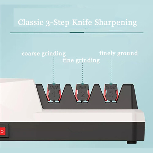 Electric Knife Sharpener, Professional, 3 Stage: Coarse/Fine Grinding,, Gray Blue 2