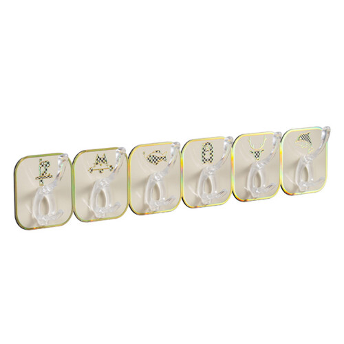 Crochet adhésif pour porte, 6 rangées sans trous, jaune, 37 g 2