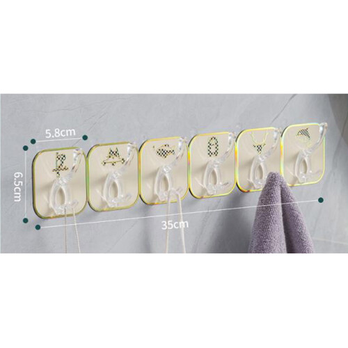 Crochet adhésif pour porte, 6 rangées sans trous, jaune, 37 g 1
