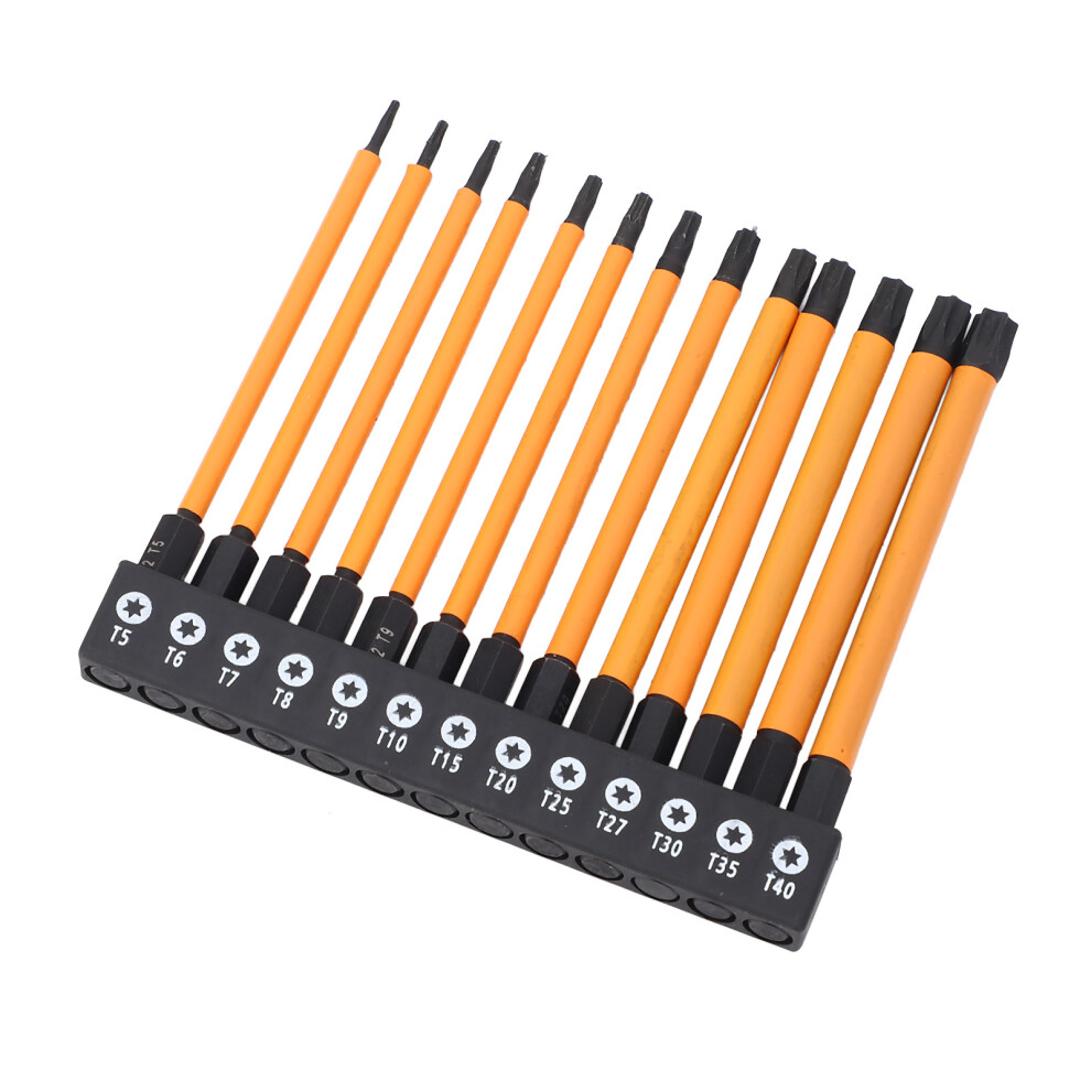13 Pcs Star Screwdriver Bits Set T5-T40 100Mm Hex Shank S2 Alloy Steel 3371333407826