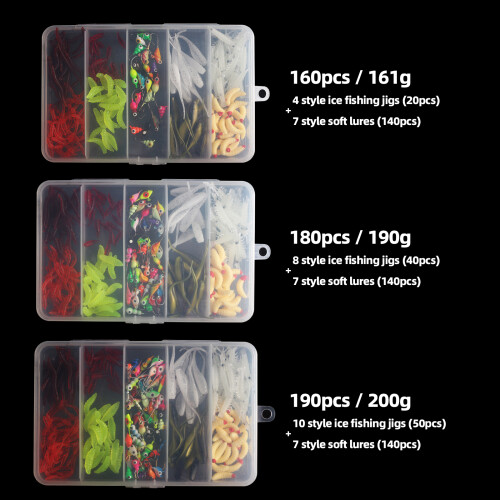 160 Stück Eisfischen Jigs Eisfischen Lockstoffe Eisfischen Starterset für Walleye, Barsch und Panfish 1