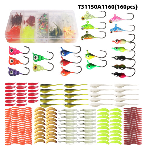160 Stück Eisfischen Jigs Eisfischen Lockstoffe Eisfischen Starterset für Walleye, Barsch und Panfish 2