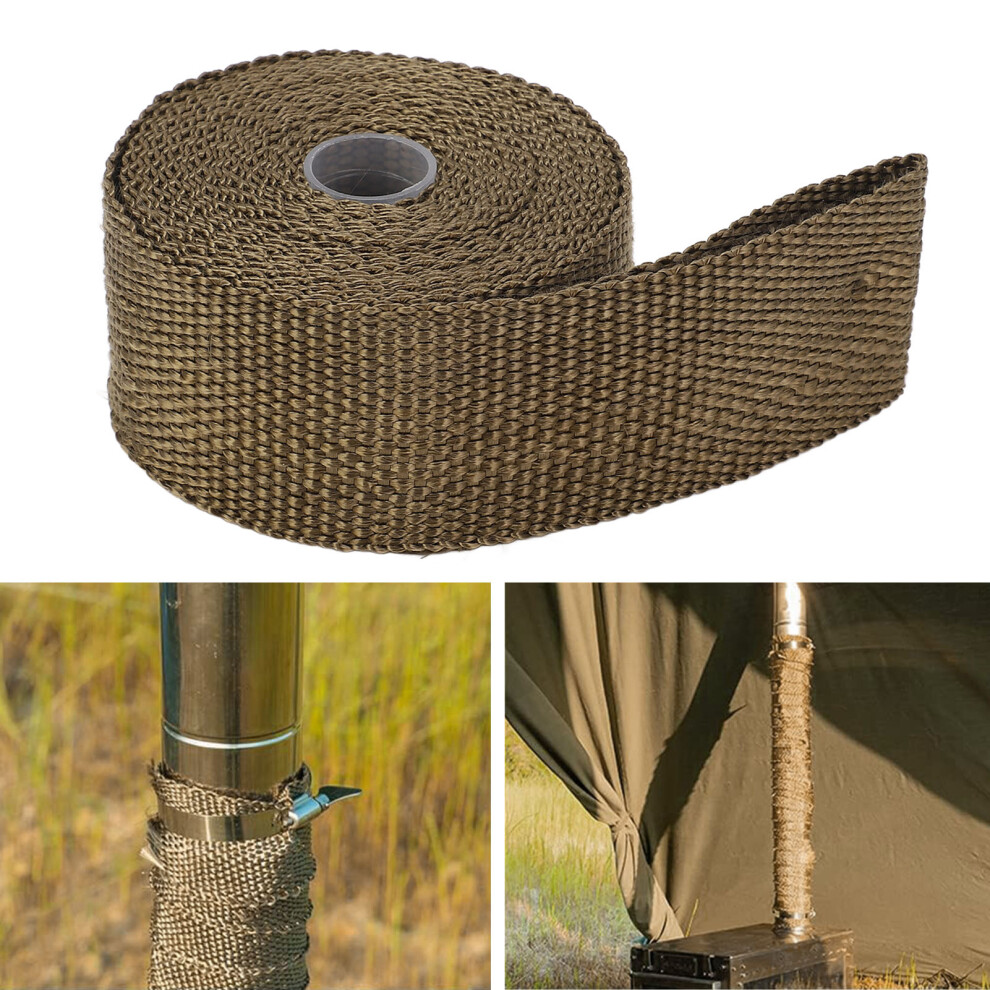 Outdoor Tent Stove Fireproof Tape 5M Insulation Flue Protector With 2 Clamps 4951333413790