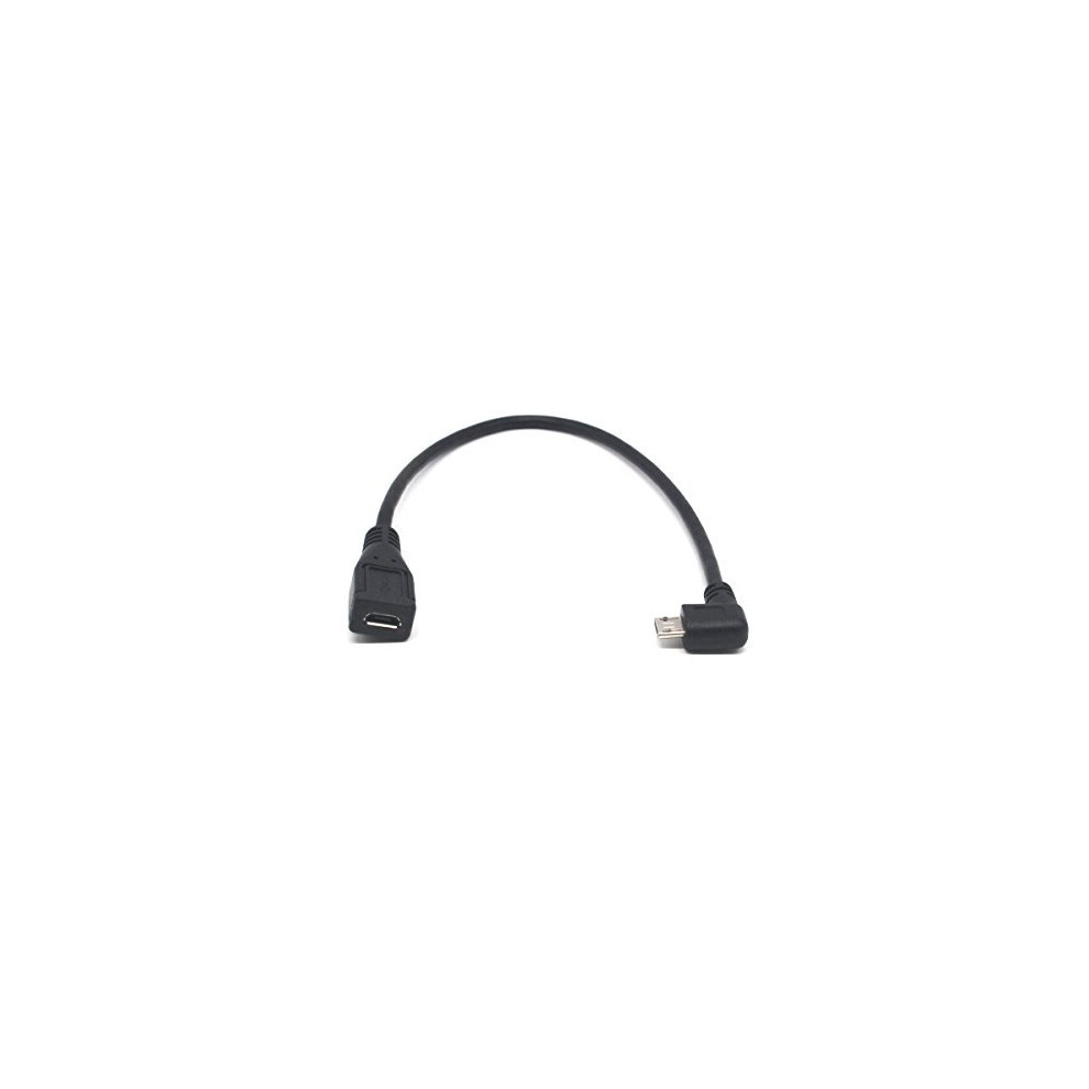 Riipoo Micro USB Extension Cable Right Angle Micro B USB Extension Cable, 25 CM, Micro USB 5 Pin Male to Female, Sync Charging and Data Transferring
