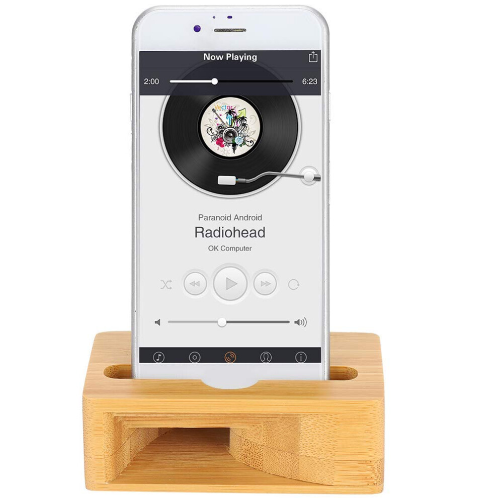 Bewinner1 Bamboo Wood Phone Sound Speaker Amplifier Cell Phone Stand With Sound Amplifier Universal Portable Sound Amplifier For Mobile Phone Natural 8503005730429