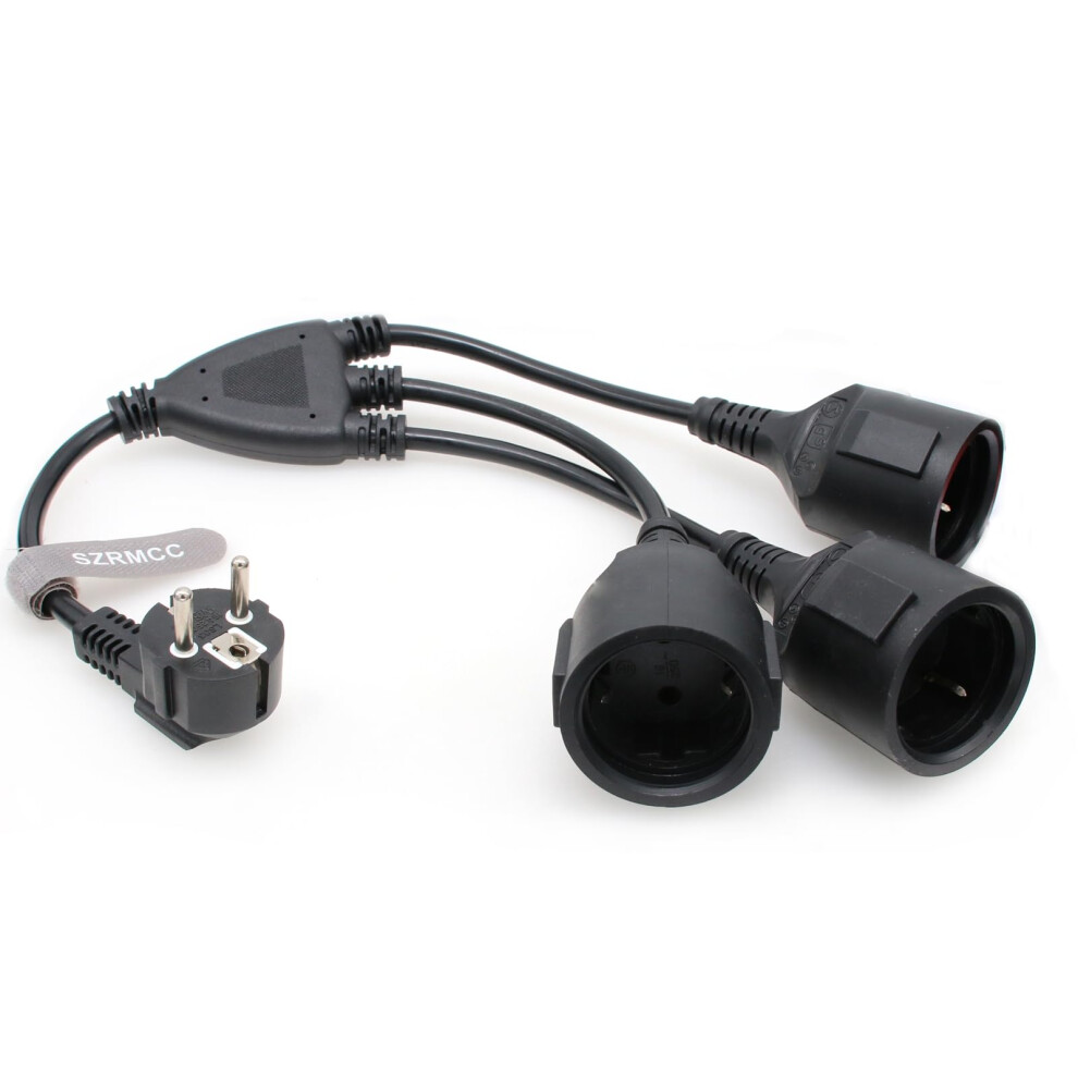 Szrmcc Eu Europe Schuko Ups Pdu Y Splitter Power Cord Right Angle Cee7/7 European Schuko Plug To European Female Socket Extension Cable 16A 250V (3X 8724508412500