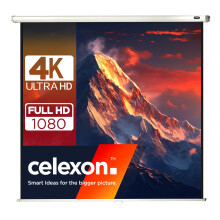celexon Economy Manual screen 165" | 300x300 cm 1:1 | Manually extendable 4K, full HD projector screen for home cinema & office projections | wall &