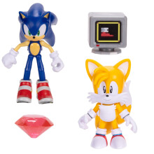 Sonic The Hedgehog 4-Inch Articulated Action Figures from Wave #20 2PK - Includes Sonic with Red Chaos Emerald and Tails with Power Sneakers Item Box