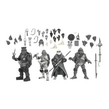 NECA - Universal Monsters/Teenage Mutant Ninja Turtles - 7? Scale Action Figure - 4 Pack Turtles Black & White