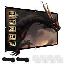 Maclean Portable Projection Screen Polyester Screen with 25 mm Black Border, 179? Viewing Angle and Easy Assembly (84 Inches, 175 x 131 cm, 4:3)