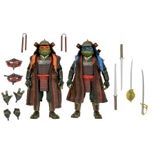 NECA Teenage Mutant Ninja Turtles 3 (Movie) - Turtles in Time- 1:7 Scale Collectible Action Figures, Leonardo & Michelangelo 2-Pack