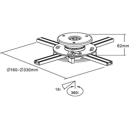 HALTERUNGSPROFI - Projector ceiling mount, max 20 kg, with padlock, ultra flat 1