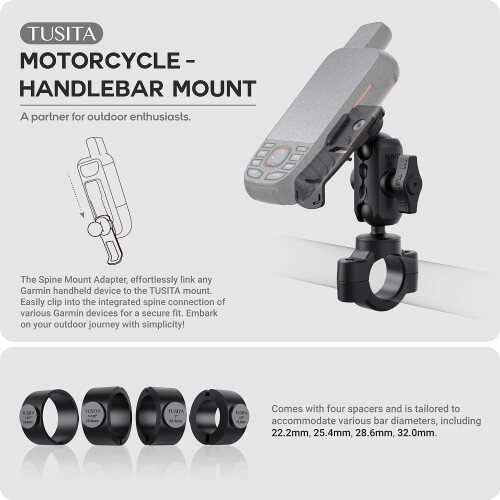 TUSITA Motorcycle Mount Double Socket Arm Handlebar Base Compatible with Garmin Handheld GPS 1