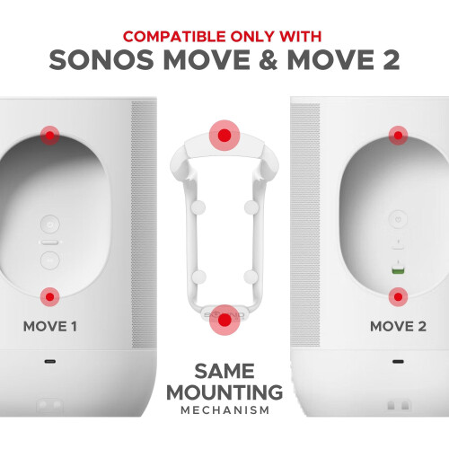 Move Speaker Wall Mount Bracket - Weatherproof White Mount Compatible with Sonos Move 2
