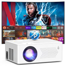 [2025 Upgraded Android TV OS]Smart Projector, Mini Projector with WiFi6 and Bluetooth5.2, 50% Zoom 13000L Full HD 1080P 4K Supported Projector for