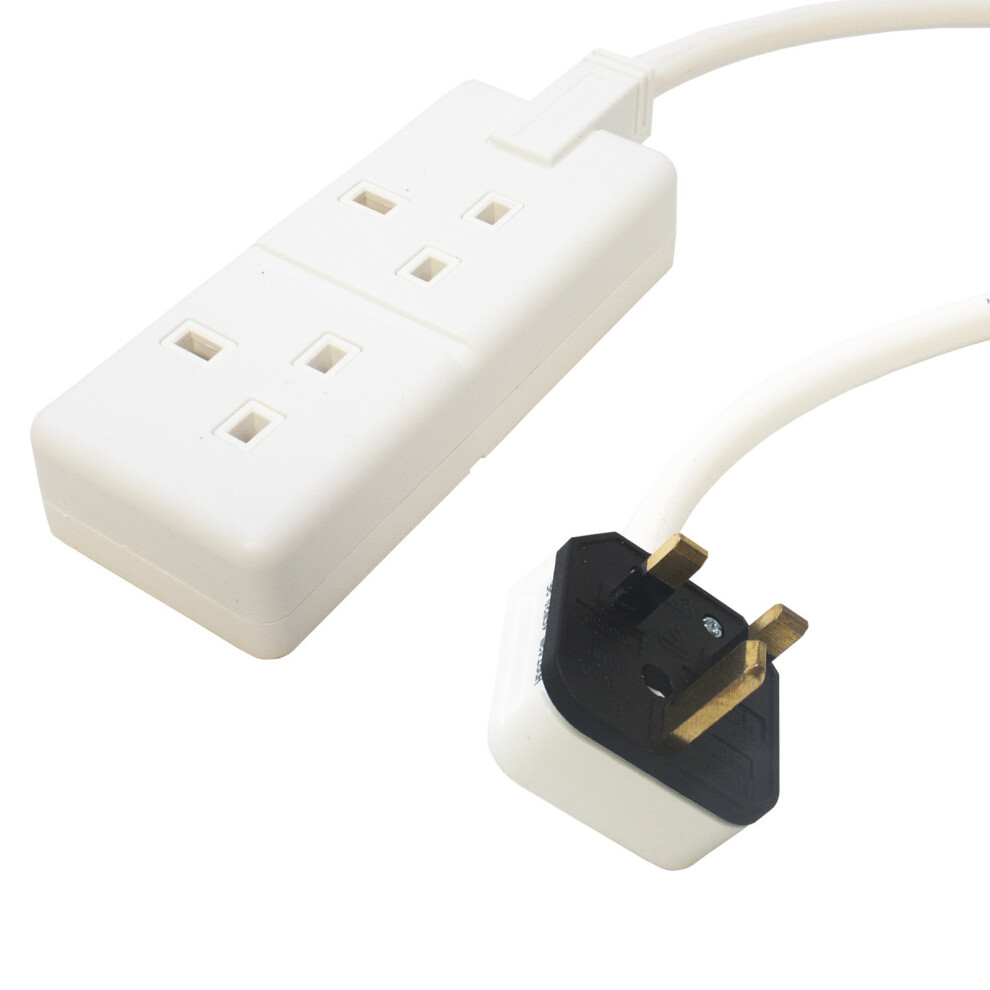 2 Gang White 13Amp Professional Trailing Socket Extension Lead Mains Power (4M) 5056191446931