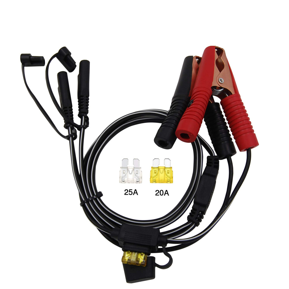 Sccke 3.3Ft 14Awg Battery Alligator Crocodile Clip To 2 Sae Connector Extension Cable,12V Sae Quick Release Adapter To Alligator Clips Quick 619317764613