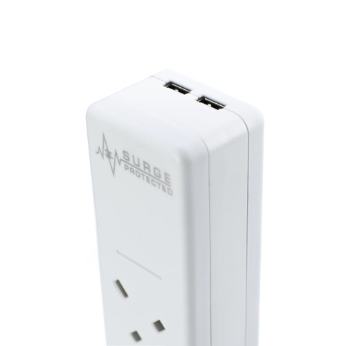 Status Status Tower Multi Plug Extension 8 Socket Extension Cable 13A Surge Protected with Neon Indicator White 2m Extension Lead S8W2MTUSBSSP4 1