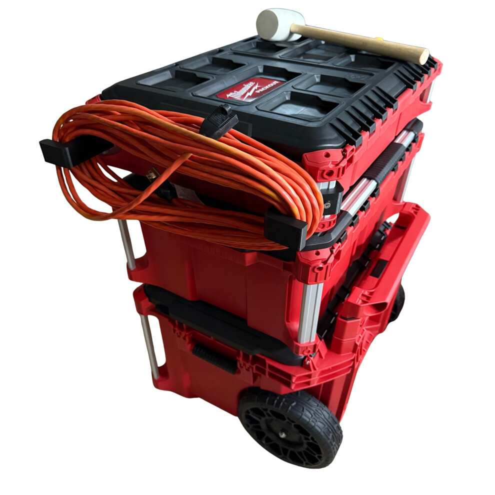 Extension Cord Holder Accessory For Milwaukee Packout Toolbox, Cable Organizer Heavy Duty Brackets (Red) 603962083571