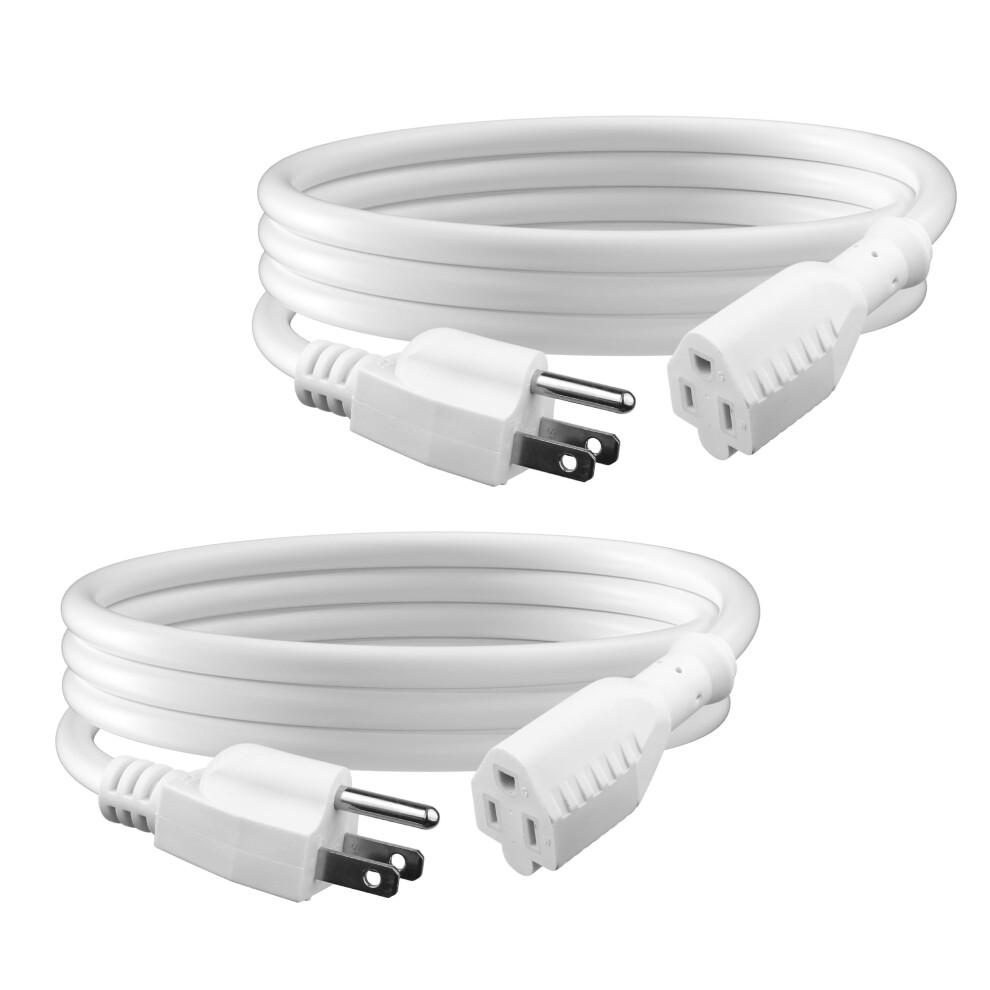 Photos - Electrical Wire & Cable BN-LINK 6ft White Outdoor Extension Cord 16/3 SJTW, 2 Pack, 3-Prong, Weather Resistant & Flame Retardant, for Indoor, Garden